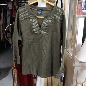 Architect Olive Chevron 3/4 Sleeve Top